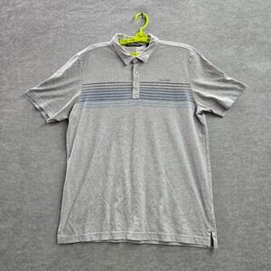 Travis Mathew Men Polo Shirt XL Gray Logo Golf Performance Short Sleeve Collar